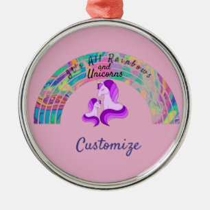 Psychedelische Regenbogen und Einhörner Thunder_Co Ornament Aus Metall