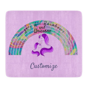 Psychedelische Regenbogen und Unicorns Thunder_Cov Schneidebrett