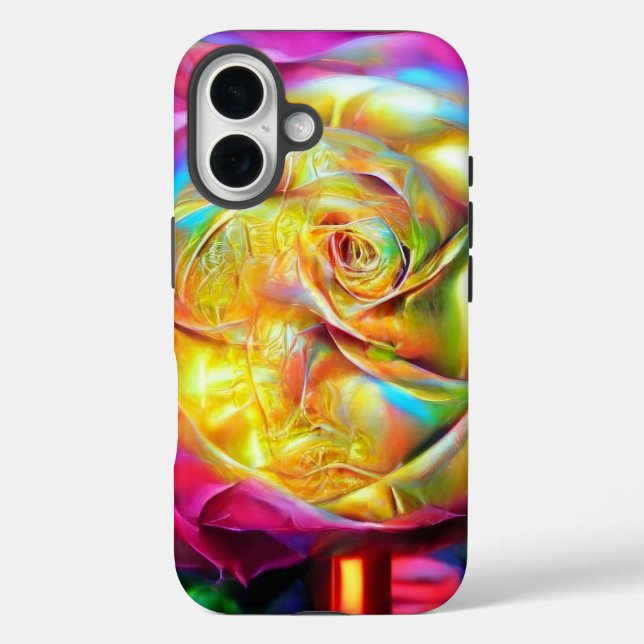 Psychedelische RegenbogenRose Case-Mate iPhone Hülle (Rückseite)