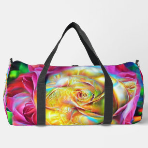 Psychedelische RegenbogenRose Duffle Bag