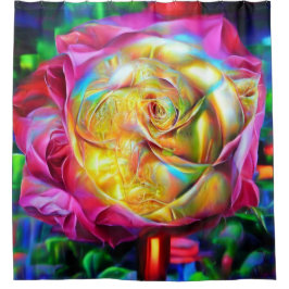 Psychedelische RegenbogenRose Duschvorhang