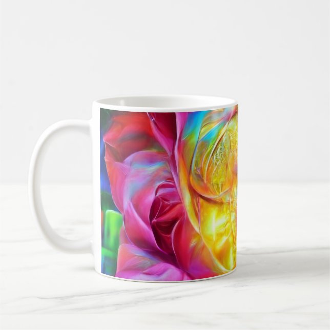 Psychedelische RegenbogenRose Kaffeetasse (Links)