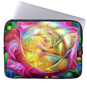 Psychedelische RegenbogenRose Laptopschutzhülle