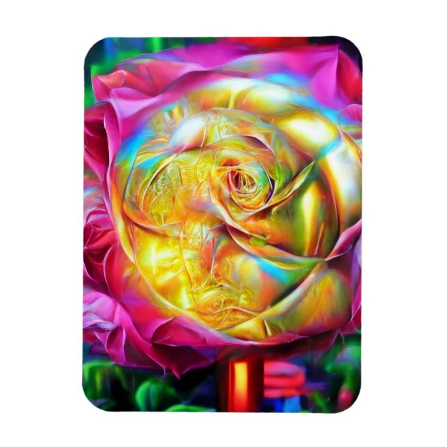 Psychedelische RegenbogenRose Magnet (Vertikal)