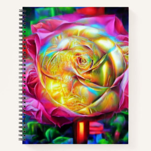 Psychedelische RegenbogenRose Notizbuch