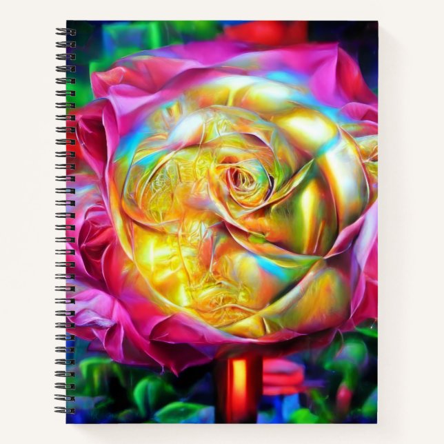 Psychedelische RegenbogenRose Notizbuch (Vorderseite)