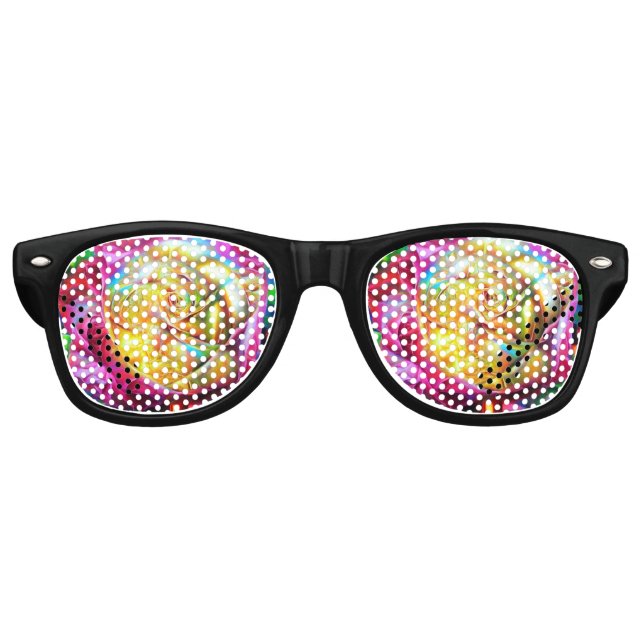 Psychedelische RegenbogenRose Partybrille (Vorderseite)