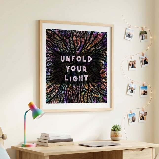 Psychedelische Regenbogenwirbel Motivations-Typogr Poster (Von Creator hochgeladen)