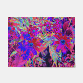 Psychedelische Retro-Crimson- und Magenta-Wildblum Fußmatte