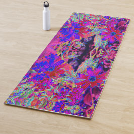Psychedelische Retro-Crimson- und Magenta-Wildblum Yogamatte