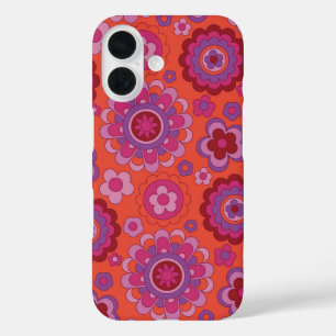 Psychedelische Retro-Flower-Power iPhone 16 Hülle