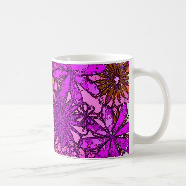 Psychedelische rosa u. lila Blumen-Tasse Tasse (Rechts)
