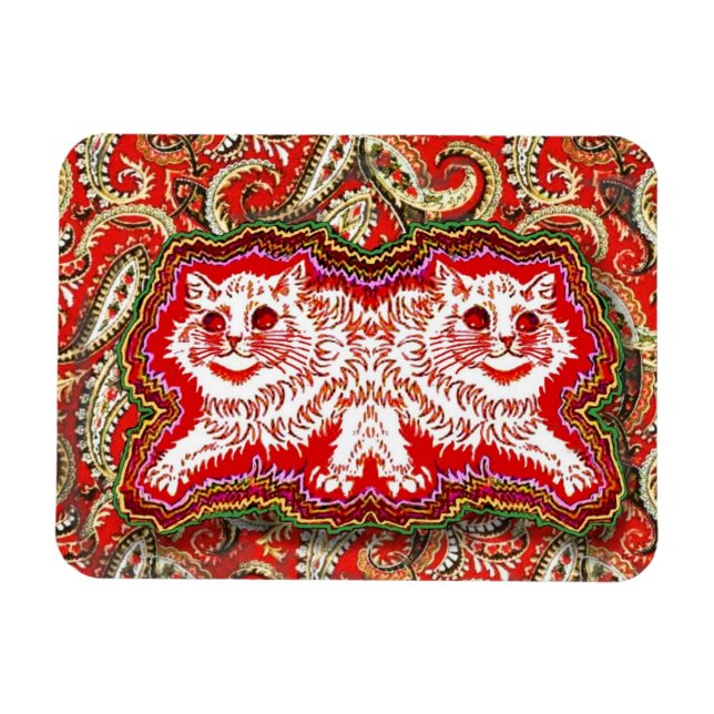 Psychedelische Rote Katzen (von Louis Wain) Magnet (Horizontal)