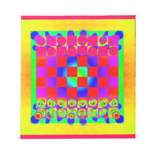 Psychedelische Schachbrettmuster und Schachpartien Notizblock