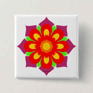 Psychedelische Schneeflocke Button