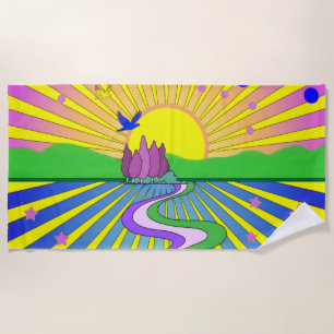 Psychedelische Sechziger Jahre Sonnenexplosion     Strandtuch