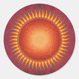 Psychedelische Sonne: Spiral-Fraktal Design Runder Aufkleber