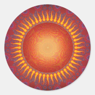 Psychedelische Sonne: Spiral-Fraktal Design Runder Aufkleber