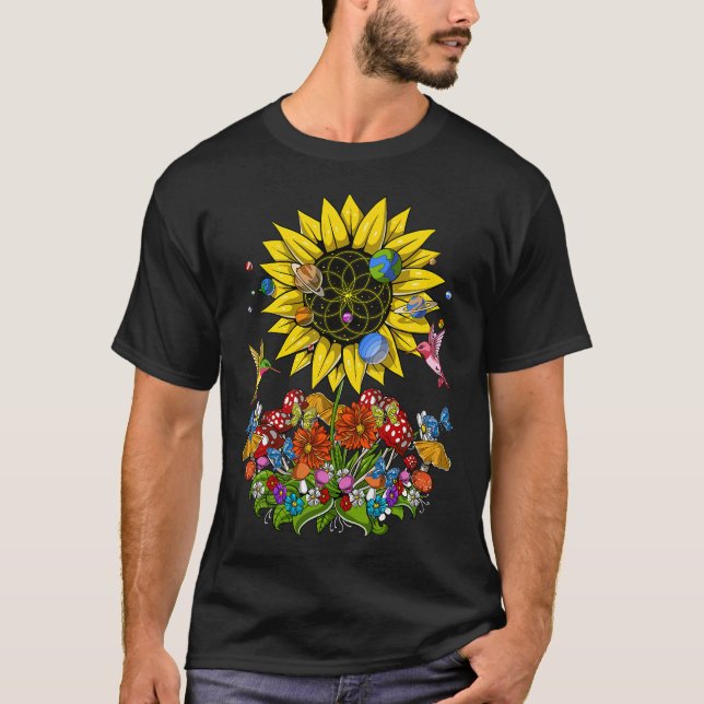 Psychedelische Sonnenblume T-Shirt (Vorderseite)
