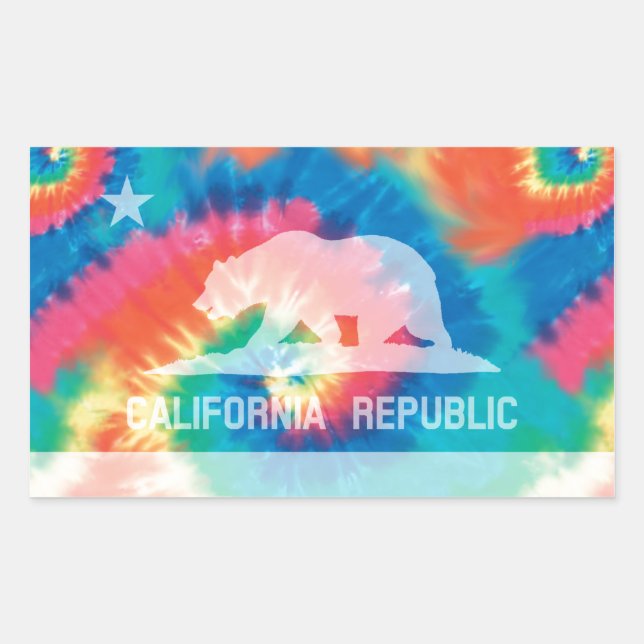 Psychedelische Soul Krawatte getaucht California R Rechteckiger Aufkleber (Vorderseite)