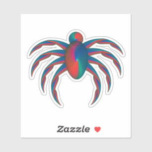 Psychedelische Spinne Abstraktes Neon-Kreatur Aufkleber