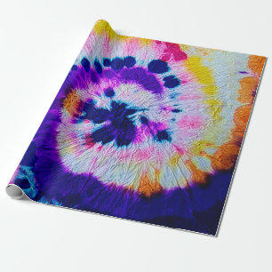 Psychedelische Spirale. Mehrfarbige Stoff-Tie-Dye. Geschenkpapier