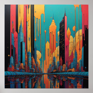 Psychedelische Stadt Poster