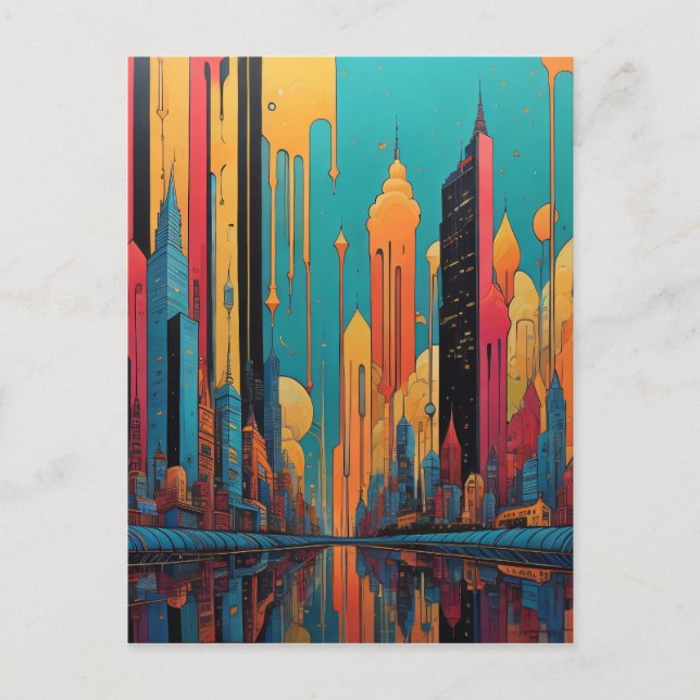 Psychedelische Stadt Postkarte (Vorderseite)