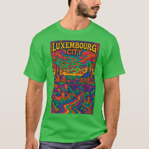 Psychedelische Stadtansicht von Luembourg City Far T-Shirt