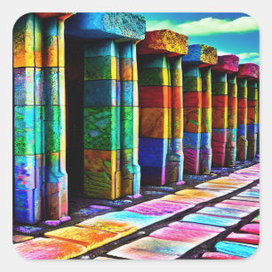 Psychedelische Steine Quadratischer Aufkleber