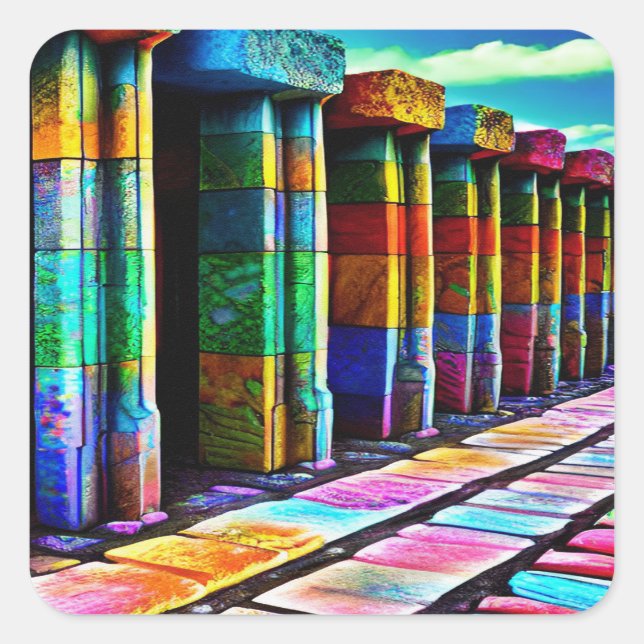 Psychedelische Steine Quadratischer Aufkleber (Vorderseite)