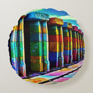Psychedelische Steine Rundes Kissen