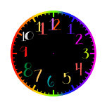 Psychedelische Stiluhr mit bunten Zahlen Große Wanduhr<br><div class="desc">Funky,  lustig psychedelisch aussehende Uhr mit farbenfroher Nummerierung.</div>