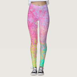 Psychedelische Strawberry Pink Neon Pastel Abstrak Leggings