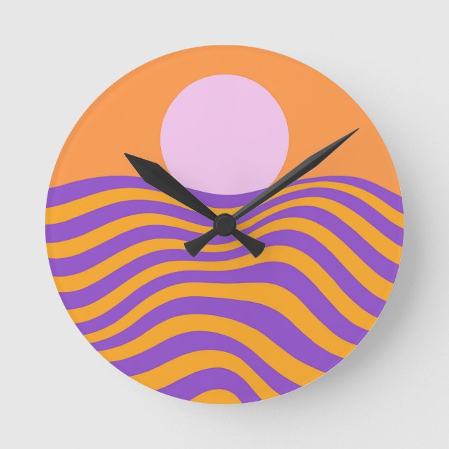 Psychedelische Sun- und Rippling-Waves1 Runde Wanduhr (Vorderseite)