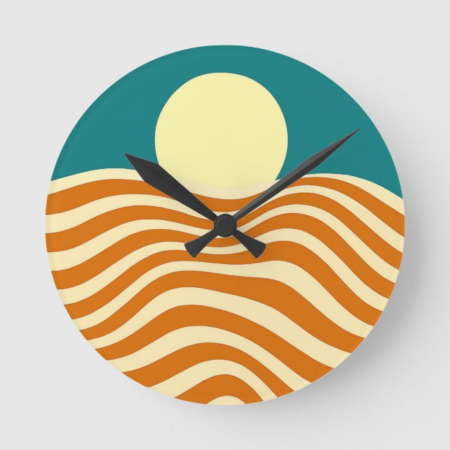 Psychedelische Sun- und Rippling-Waves2 Runde Wanduhr (Vorderseite)