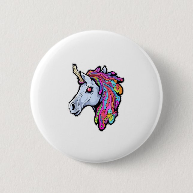 Psychedelische Tekk-Party-Einhorn Trippy EDM Rave  Button (Vorderseite)