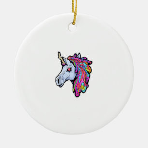 Psychedelische Tekk-Party-Einhorn Trippy EDM-Rave- Keramik Ornament