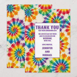 Psychedelische Tie-Dye-Dankeskarten zur Hochzeit Einladung