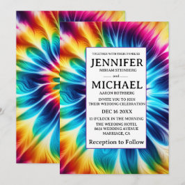 Psychedelische Tie-Dye-Hochzeitseinladungen Einladung