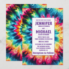 Psychedelische Tie-Dye-Hochzeitseinladungen Einladung