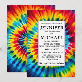 Psychedelische Tie-Dye-Hochzeitseinladungen Einladung