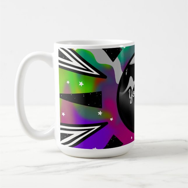 Psychedelische Tie-Dye-Planet und abstrakte Design Kaffeetasse (Links)