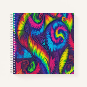 Psychedelische Tie Dye Regenbogen Blätter Vibrale Notizbuch