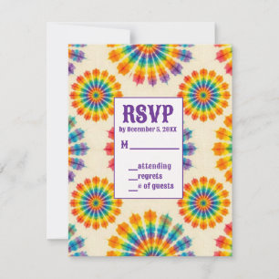 Psychedelische Tie-Dye-RSVP-Karten RSVP Karte