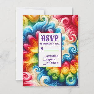 Psychedelische Tie-Dye-RSVP-Karten RSVP Karte