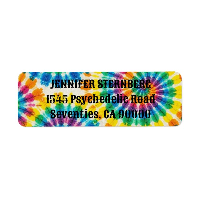 Psychedelische Tie-Dye-Rücksende-Adressetiketten (Vorne)