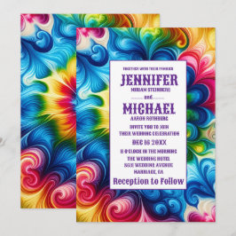 Psychedelische Tiedye-Hochzeitseinladungen Einladung