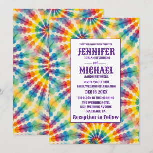 Psychedelische Tiedye-Hochzeitseinladungen Einladung