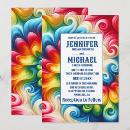 Psychedelische Tiedye-Hochzeitseinladungen Einladung